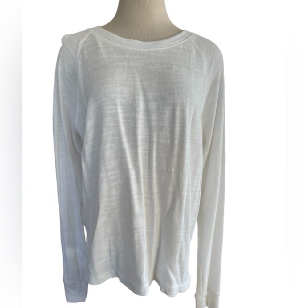 J CREW Bright White Crewneck Pullover with Eyelet Gathered Back‎ Cotton Size XL